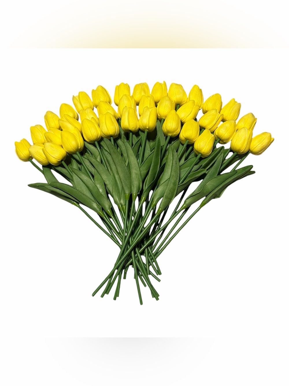 VIKINGS PANDA 36-Pack Yellow Artificial Tulips Real Touch Faux Flowers NIB